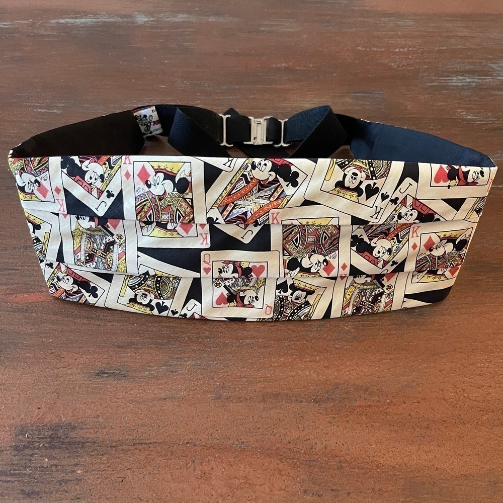 Vintage Mickey Mouse Silk Tuxedo Cummerbund Belt Mickey Casino Made in USA